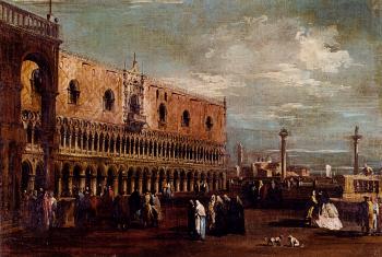Francesco Guardi : Venice A View Of The Piazzetta Looking South With The Palazzo Ducale